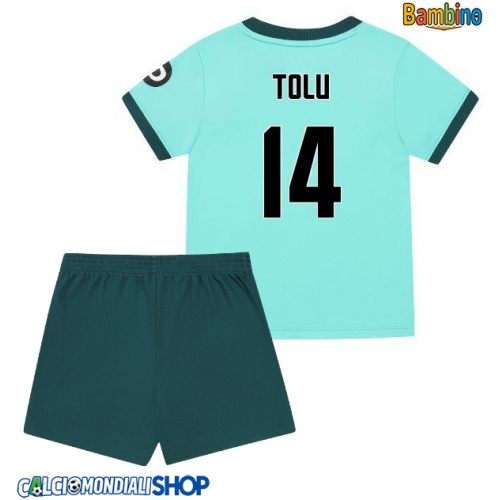 Maglie da calcio Wolves Tolu Arokodare #14 Seconda Maglia Bambino 2025-26 Manica Corta + Pantaloni corti)